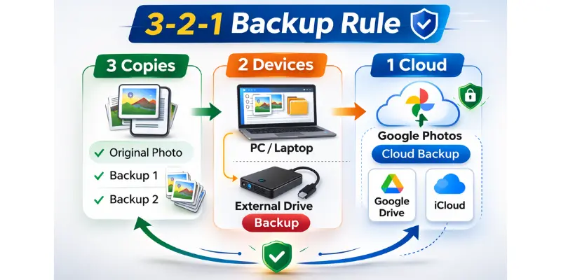 how to backup phone photos using 3-2-1 rule