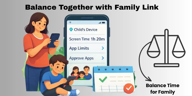 Digital WellBeing with Family Link for balanced use