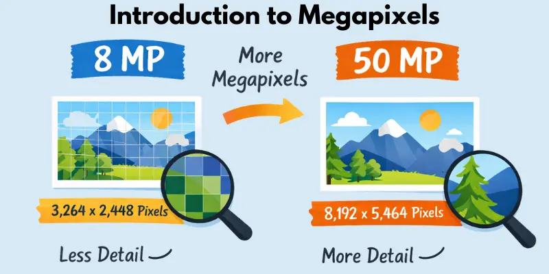 Introduction to megapixels: 8 MP vs 50 MP comparison