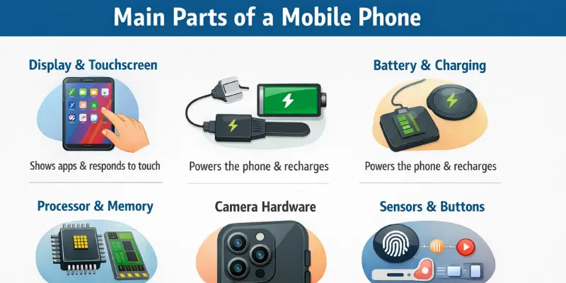 Main parts of a mobile phone and their functions