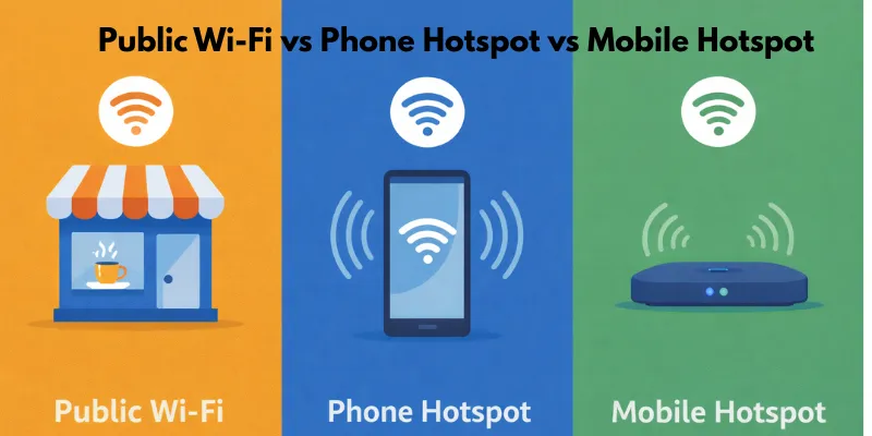 Public Wi-Fi vs Phone Hotspot vs Mobile Hotspot comparison