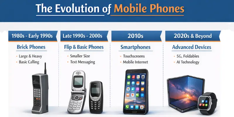 Evolution of mobile phones over the decades