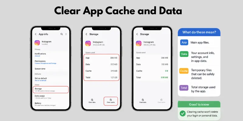 Clear app cache to help how to create space on my phone
