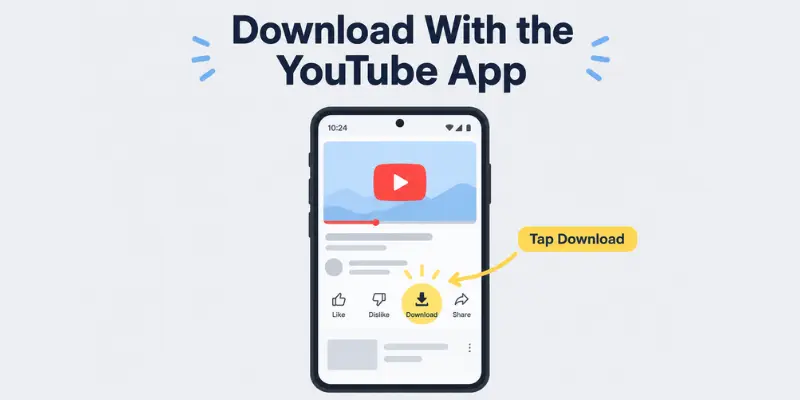 Download button in the YouTube app on an Android phone