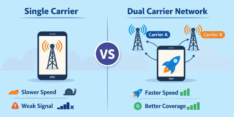 Single Carrier vs Dual Carrier Network: Comparing speed and coverage