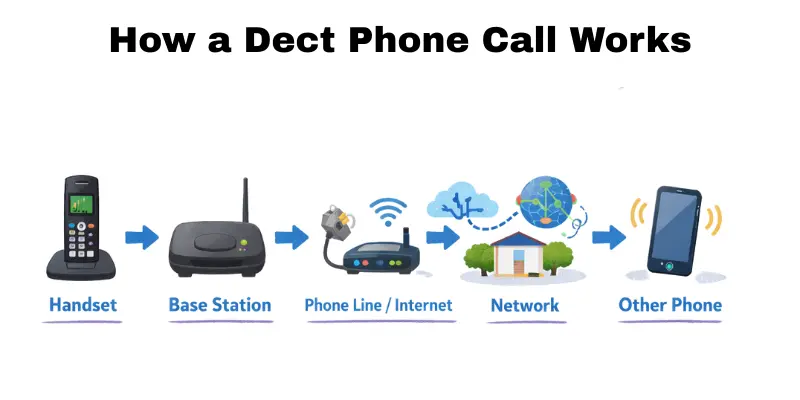 How a DECT Phone call works: From handset to other phone