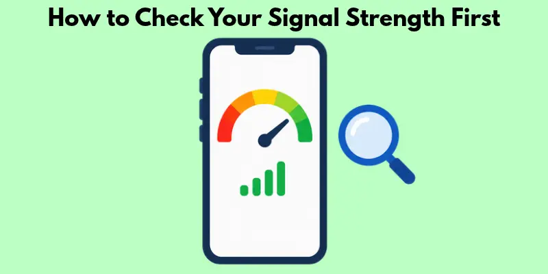Smartphone signal meter with a magnifying glass