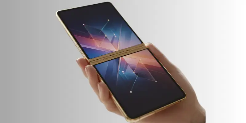 Gold iPhone Fold with a crease-free display