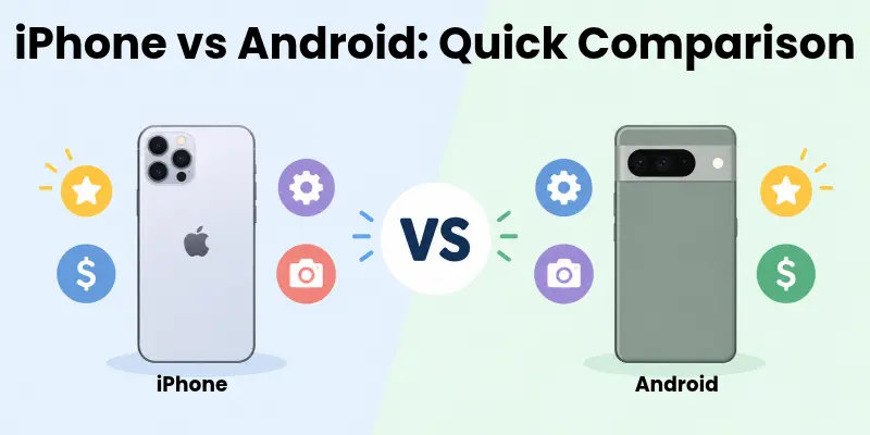 Side-by-side iPhone vs Android comparison