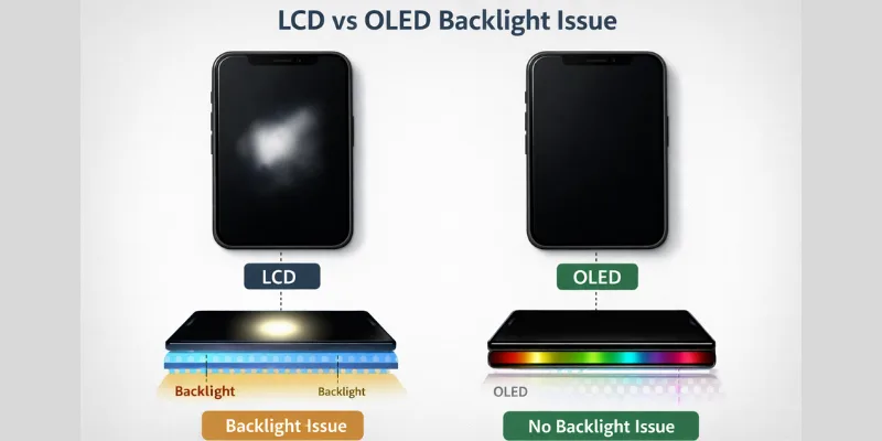 Bright spot on screen LCD vs OLED