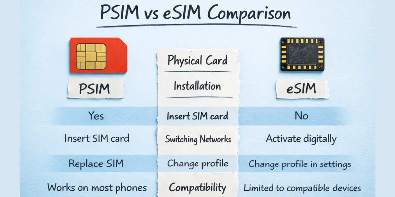 What Is a PSIM Phone PSIM vs eSIM chart