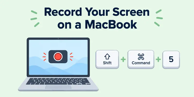 Shift, Command, and 5 keys to record the screen on a MacBook