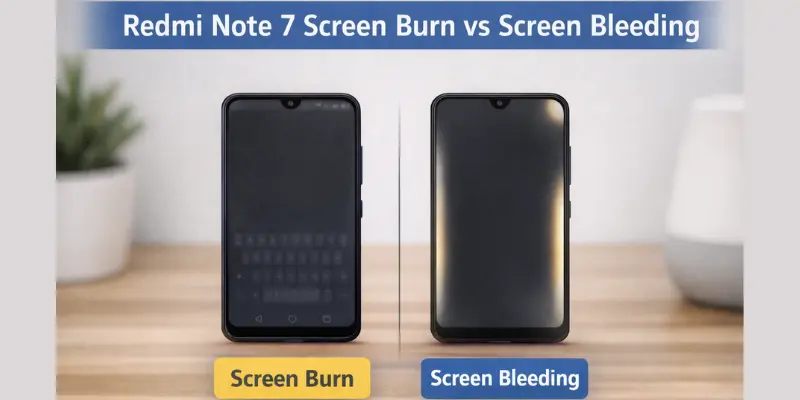 Redmi Note 7 burn in vs screen bleeding