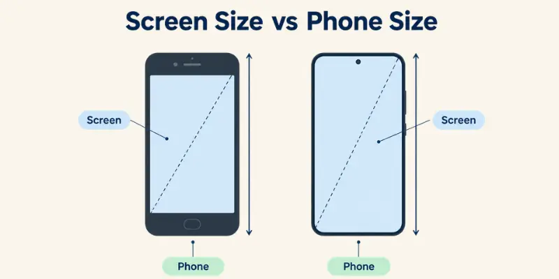 Screen size vs phone size comparison