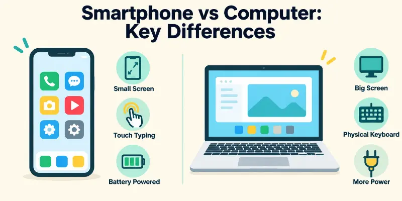 Key differences between a smartphone and a computer