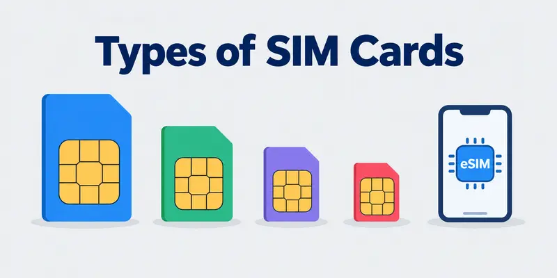 Types of SIM cards including eSIM