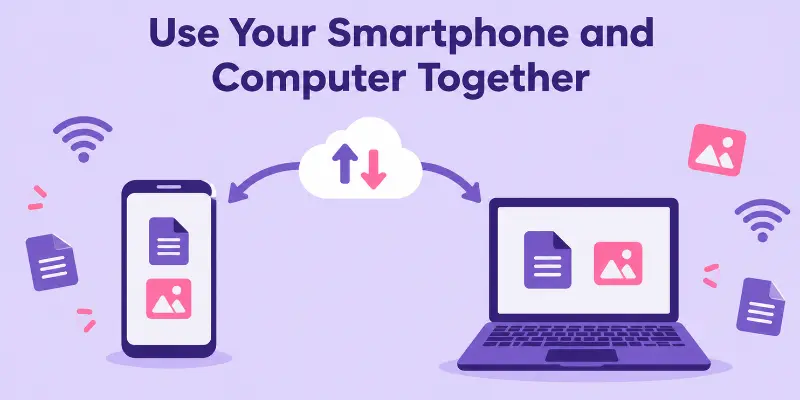 Using a smartphone and computer together with cloud sharing
