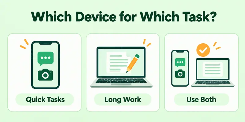 Which device to use for each task, smartphone or computer
